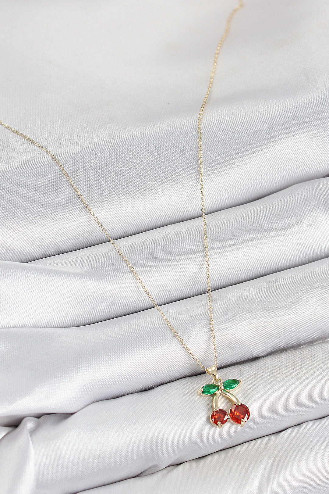 EBJ Rice Zircon Stone Cherry Model Gold Color Women's Necklace - Lancaster