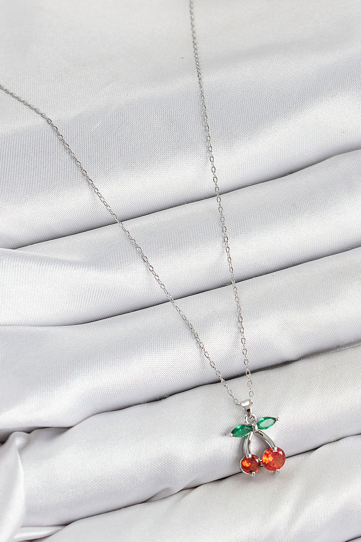 EBJ Rice Zircon Stone Cherry Model Silver Color Women's Necklace - Christchurch