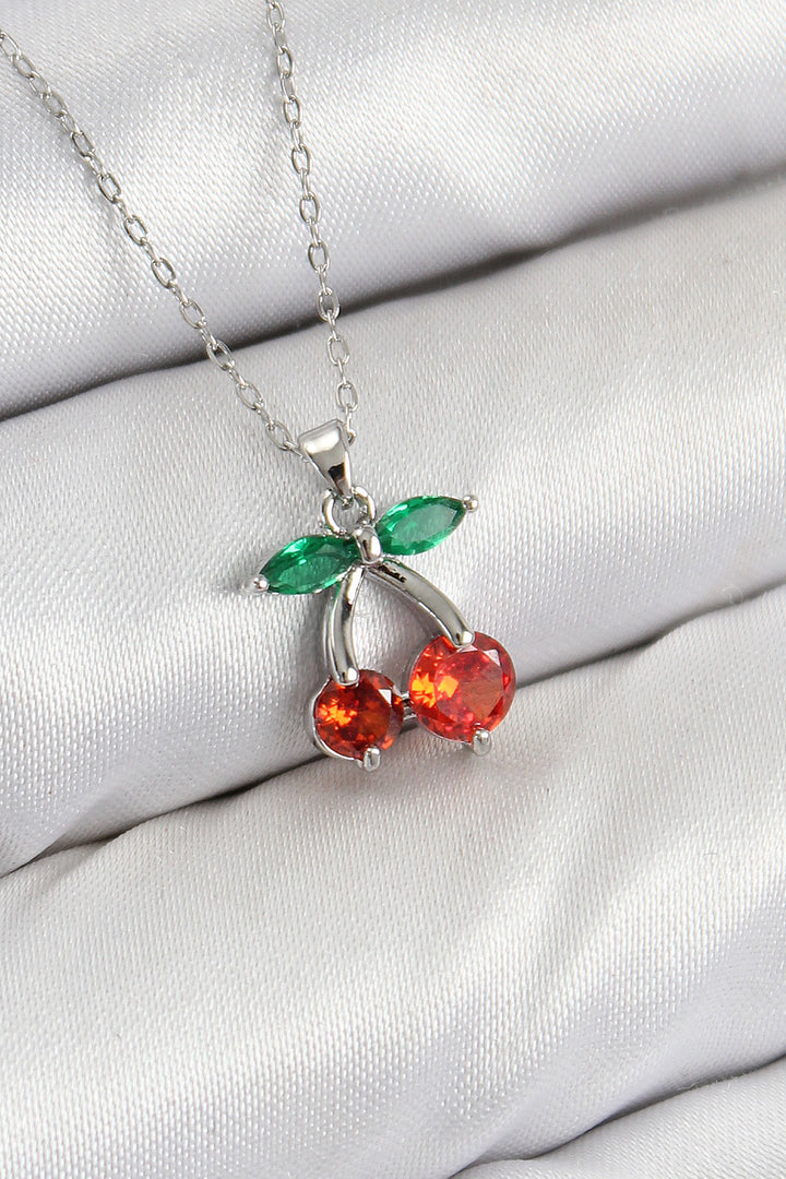 EBJ Rice Zircon Stone Cherry Model Silver Color Women's Necklace - Christchurch