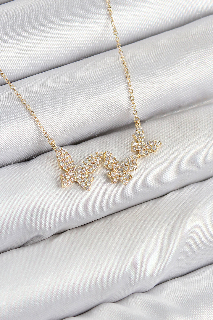 EBJ Rice Zircon Stone Butterfly Model Gold Color Women's Necklace - Sankt Augustin