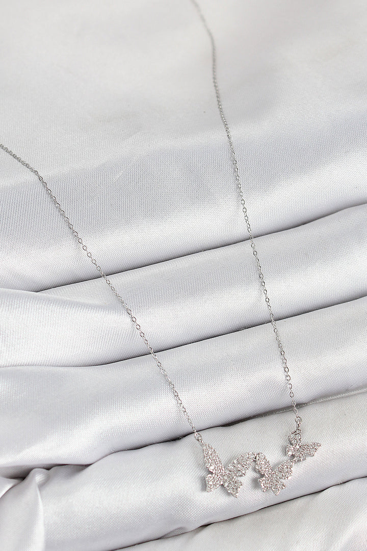 EBJ Rice Zircon Stone Butterfly Model Silver Color Women's Necklace - Toronto