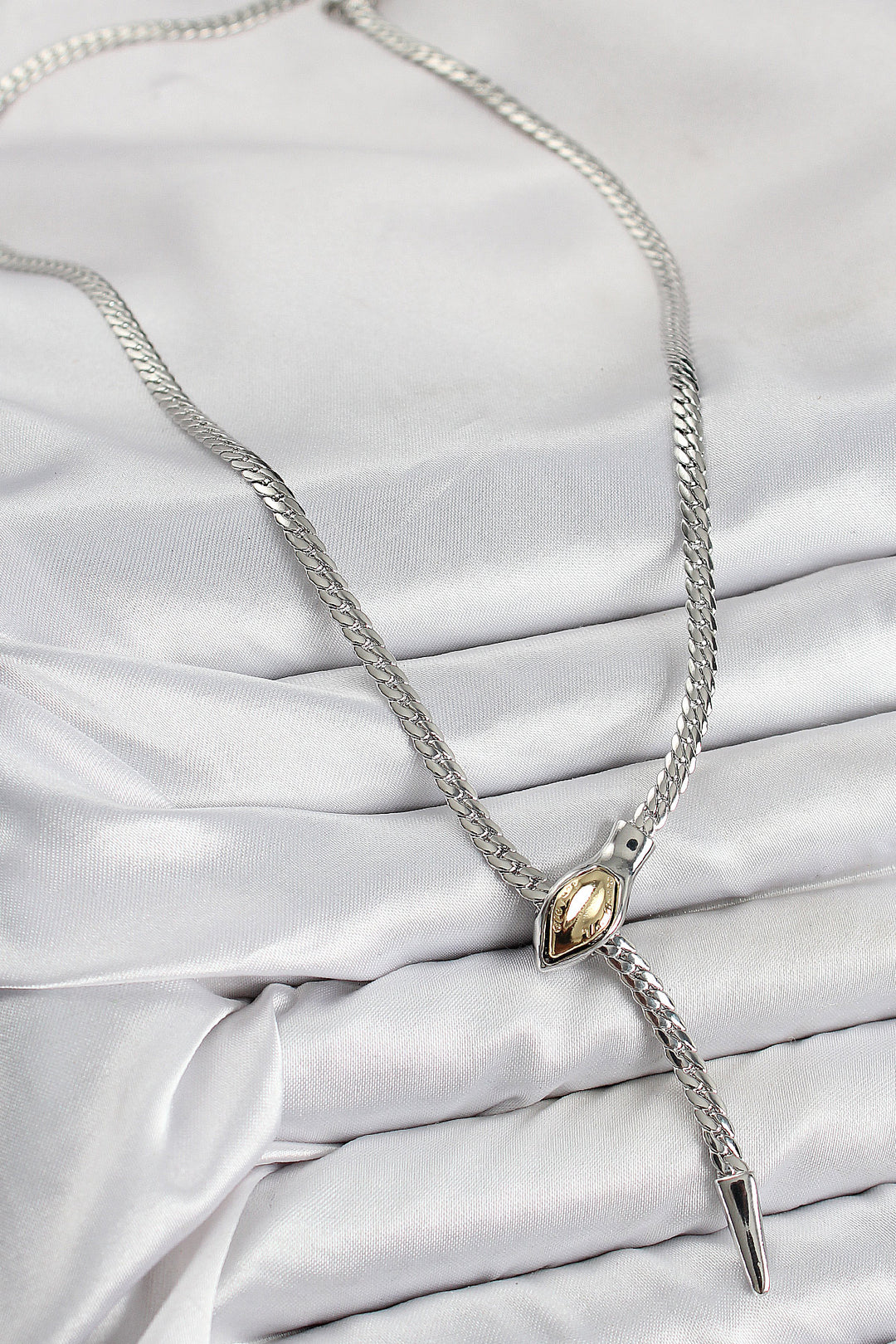 EBJ Rice Elevator Snake Model Silver Color Women's Necklace - Temple City