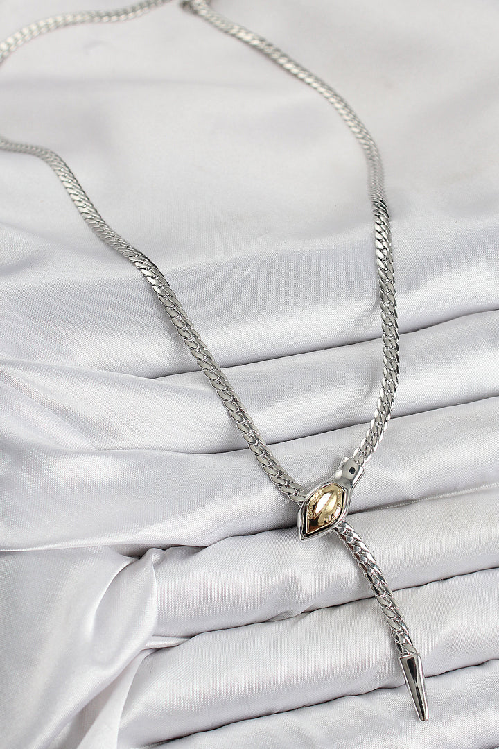 EBJ Rice Elevator Snake Model Silver Color Women's Necklace - Temple City