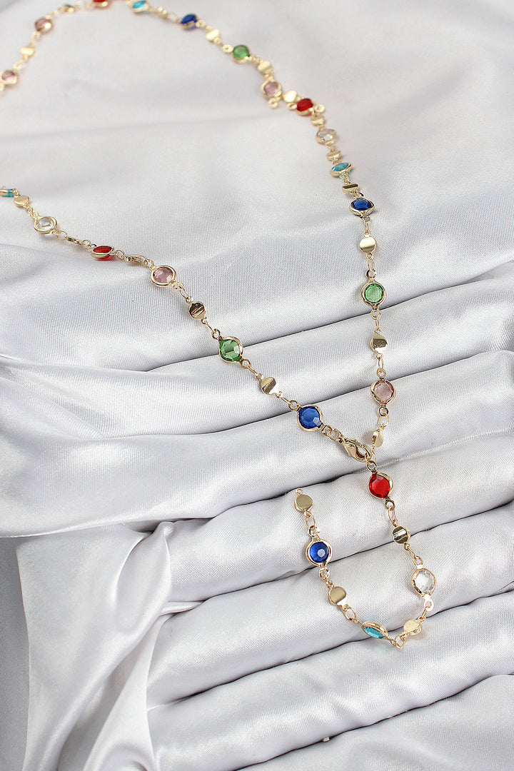 EBJ Rice Colored Zircon Stone Model Gold Color Women Y Necklace - Isla