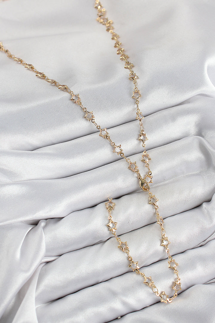 EBJ Rice Zircon Stone Star Model Gold Color Women Y Necklace - Palenque