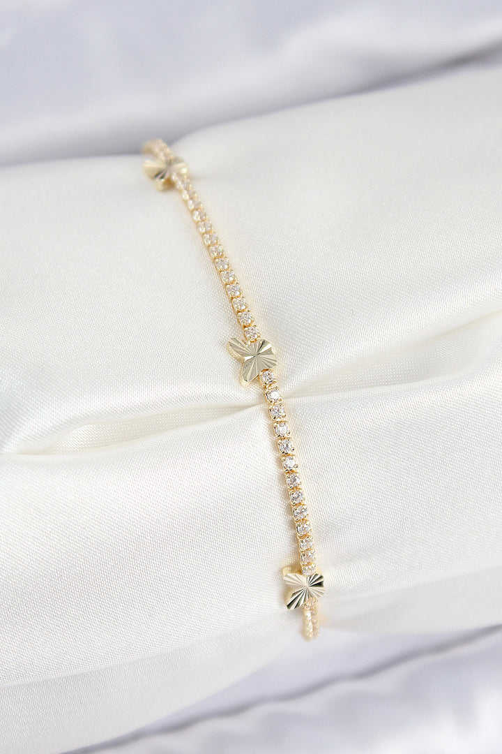 EBJ Rice Zircon Stone Butterfly Model Gold Color Women's Bracelet - Cholet