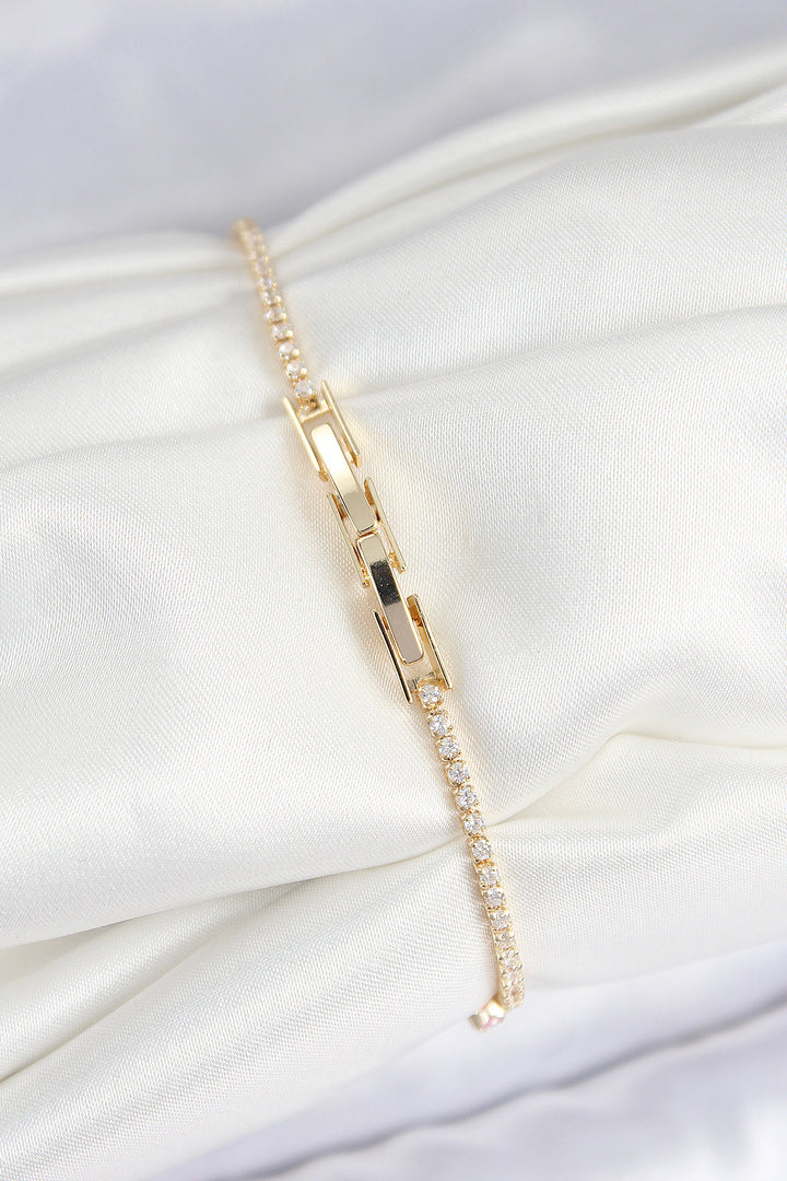 EBJ Rice Zircon Stone Daisy Model Gold Color Women's Bracelet - Apopka