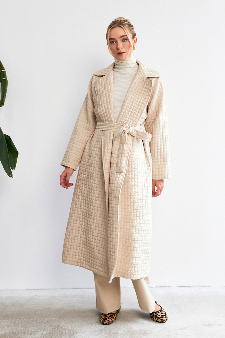 ZRF Women Quilted Trench Coat - Beige - Homyel’