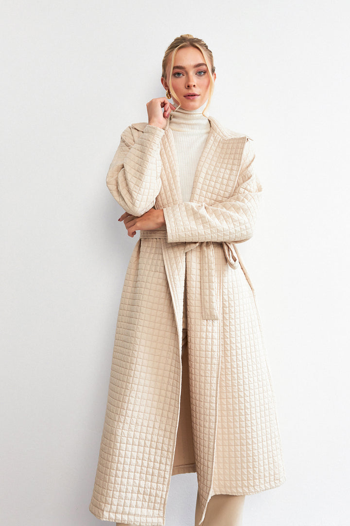 ZRF Women Quilted Trench Coat - Beige - Homyel’