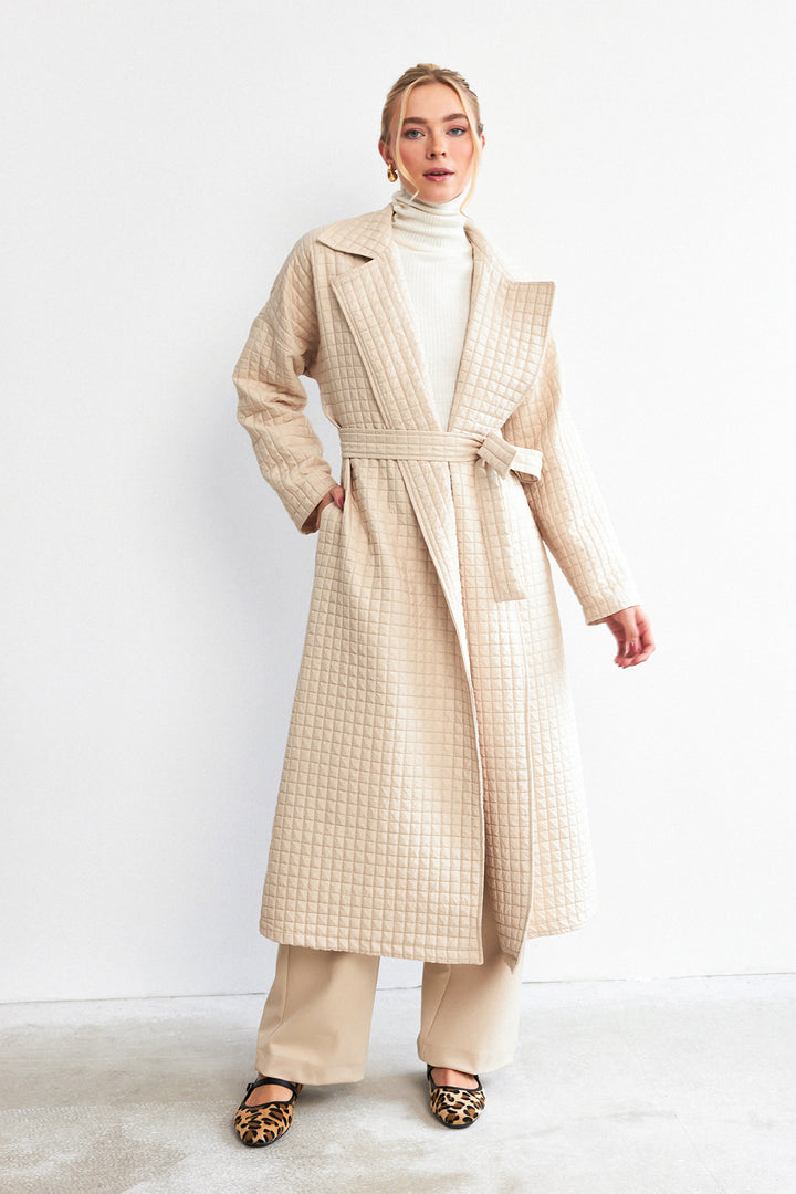 ZRF Women Quilted Trench Coat - Beige - Homyel’