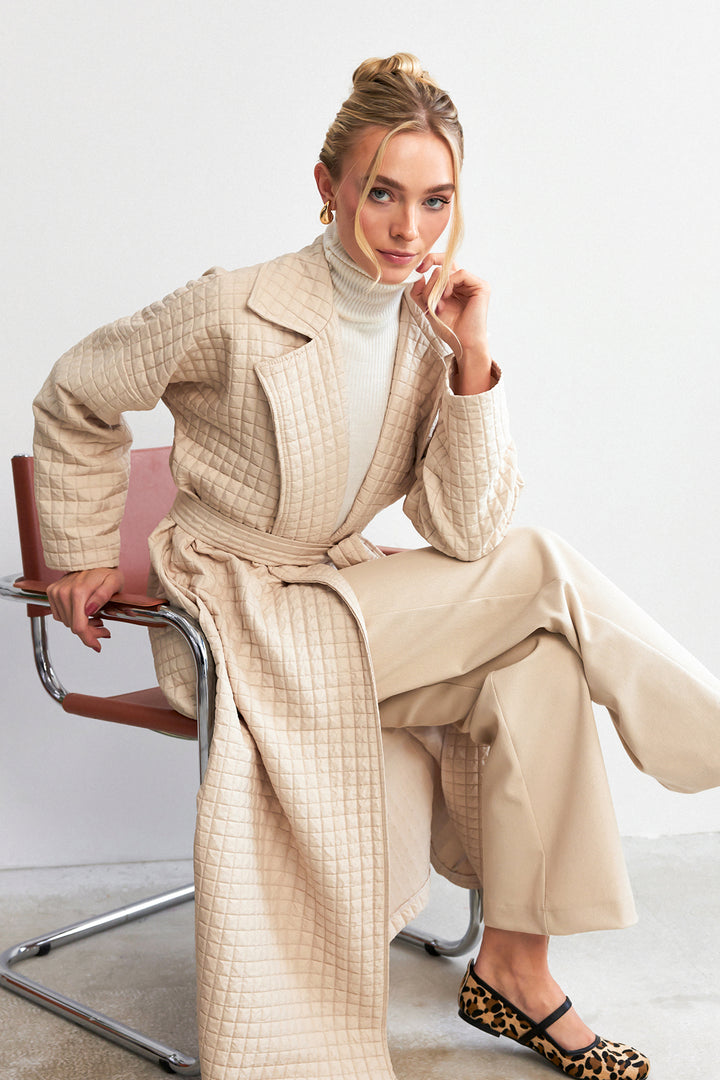 ZRF Women Quilted Trench Coat - Beige - Homyel’