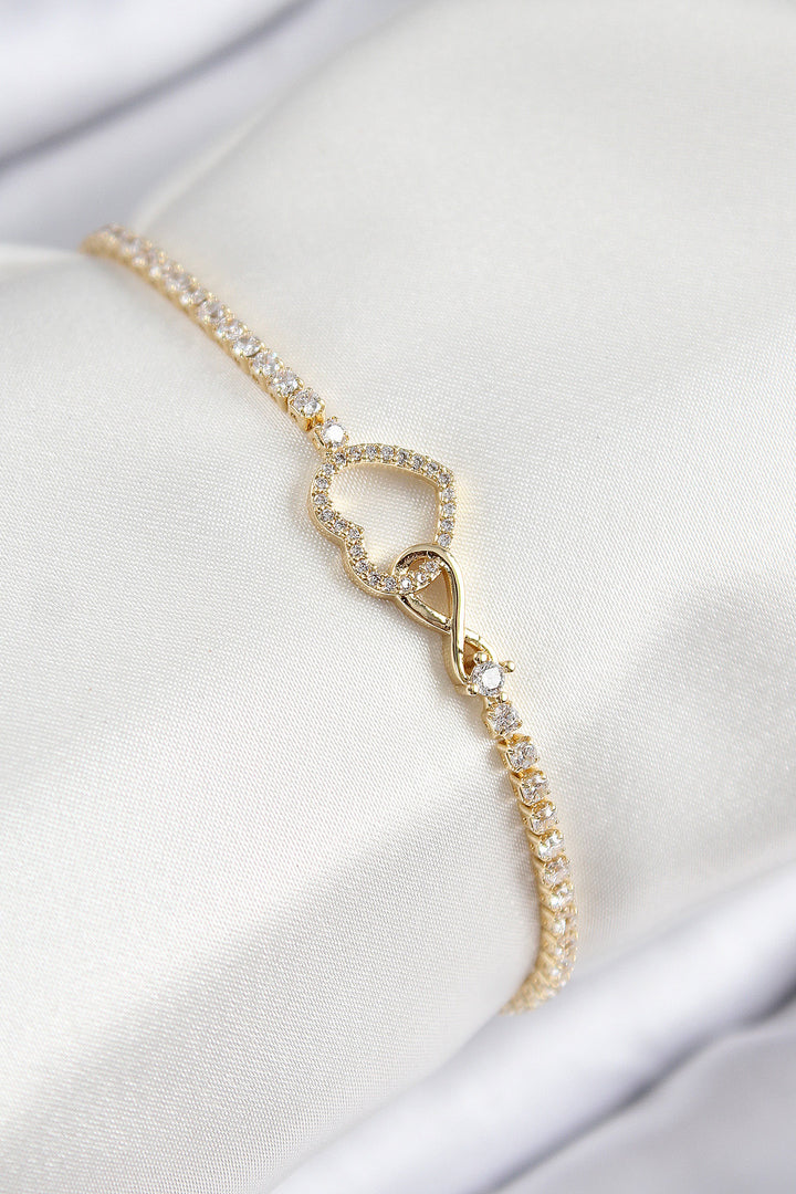 EBJ Rice Zircon Stone Infinity Heart Model Gold Color Women's Bracelet - St. Johns