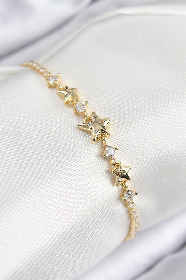 EBJ Rice Zircon Stone Star Model Gold Color Women's Bracelet - Modica