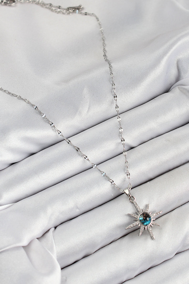 EBJ 316L Stainless Steel Zircon Stone Polaris Star Model Silver Color Women's Necklace - North Fort Myers