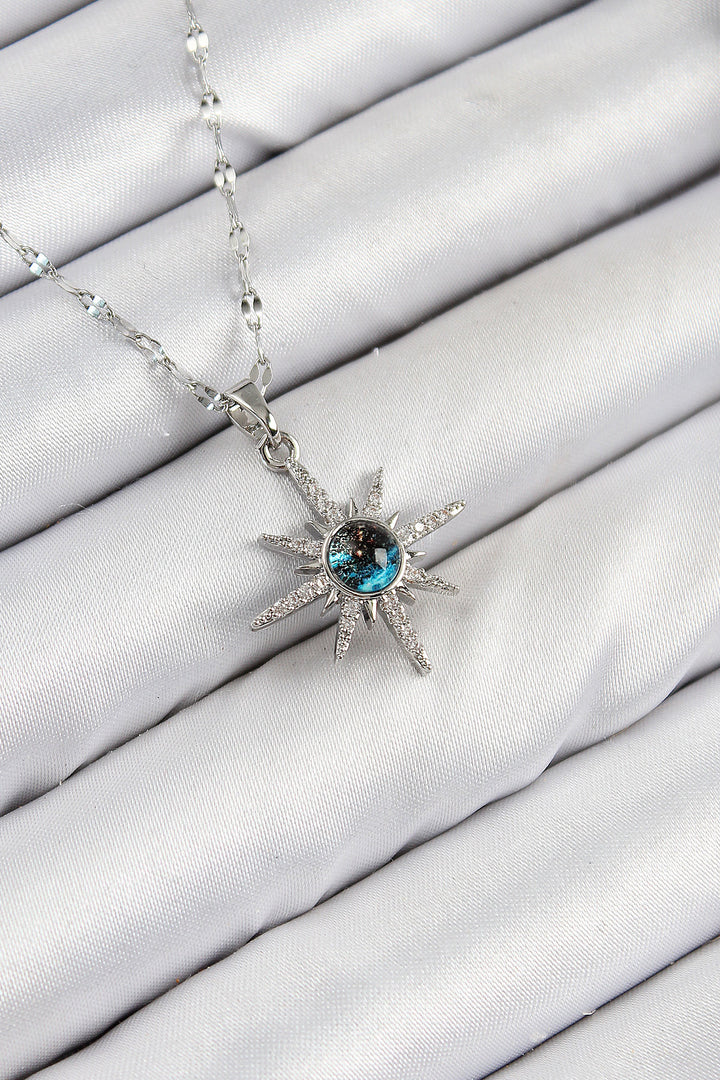 EBJ 316L Stainless Steel Zircon Stone Polaris Star Model Silver Color Women's Necklace - North Fort Myers