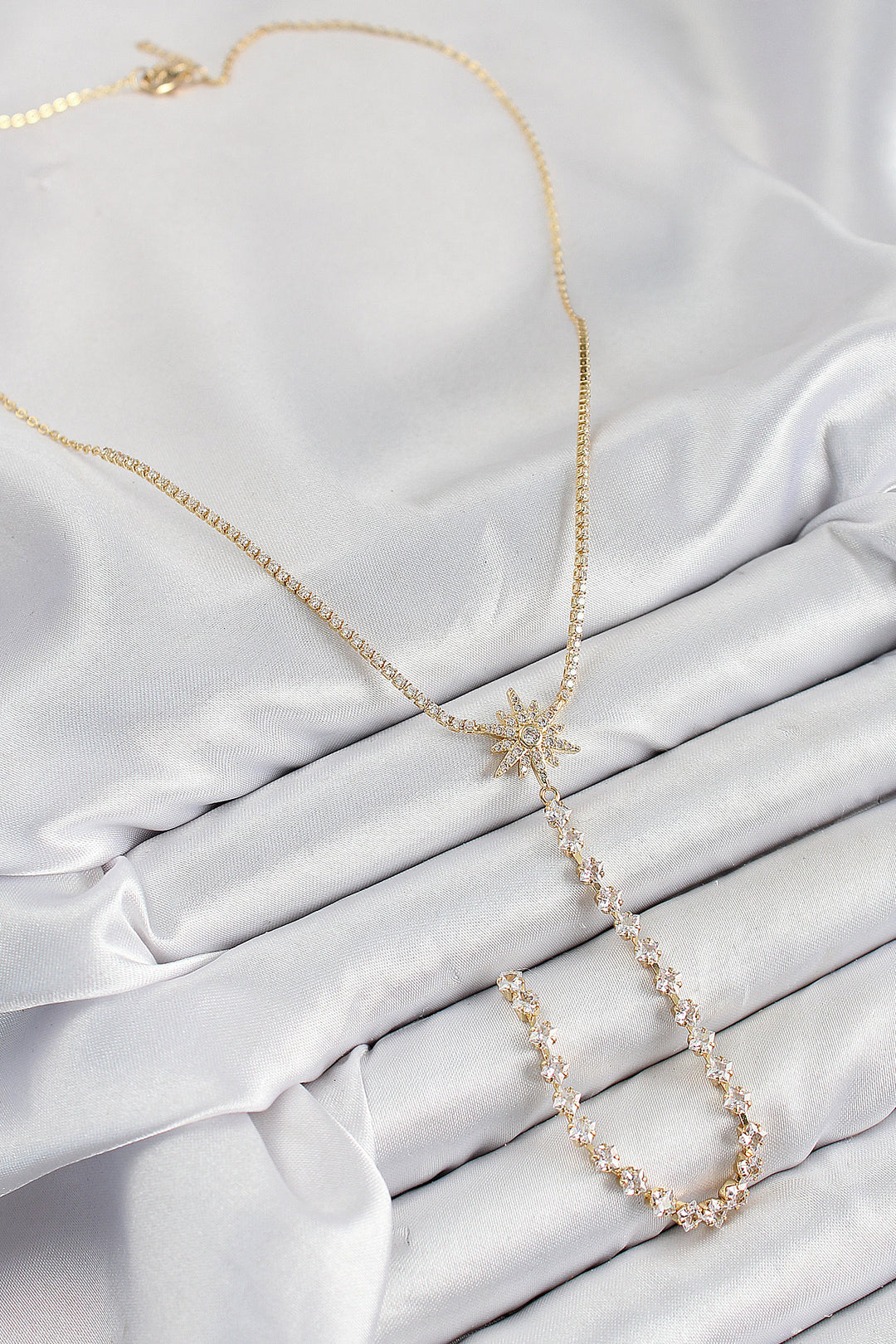 EBJ Rice Zircon Stone Polaris Model Silver Color Y Necklace - Rockwall