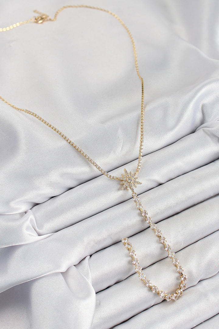 EBJ Rice Zircon Stone Polaris Model Silver Color Y Necklace - Rockwall