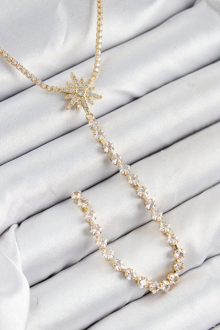 EBJ Rice Zircon Stone Polaris Model Silver Color Y Necklace - Rockwall