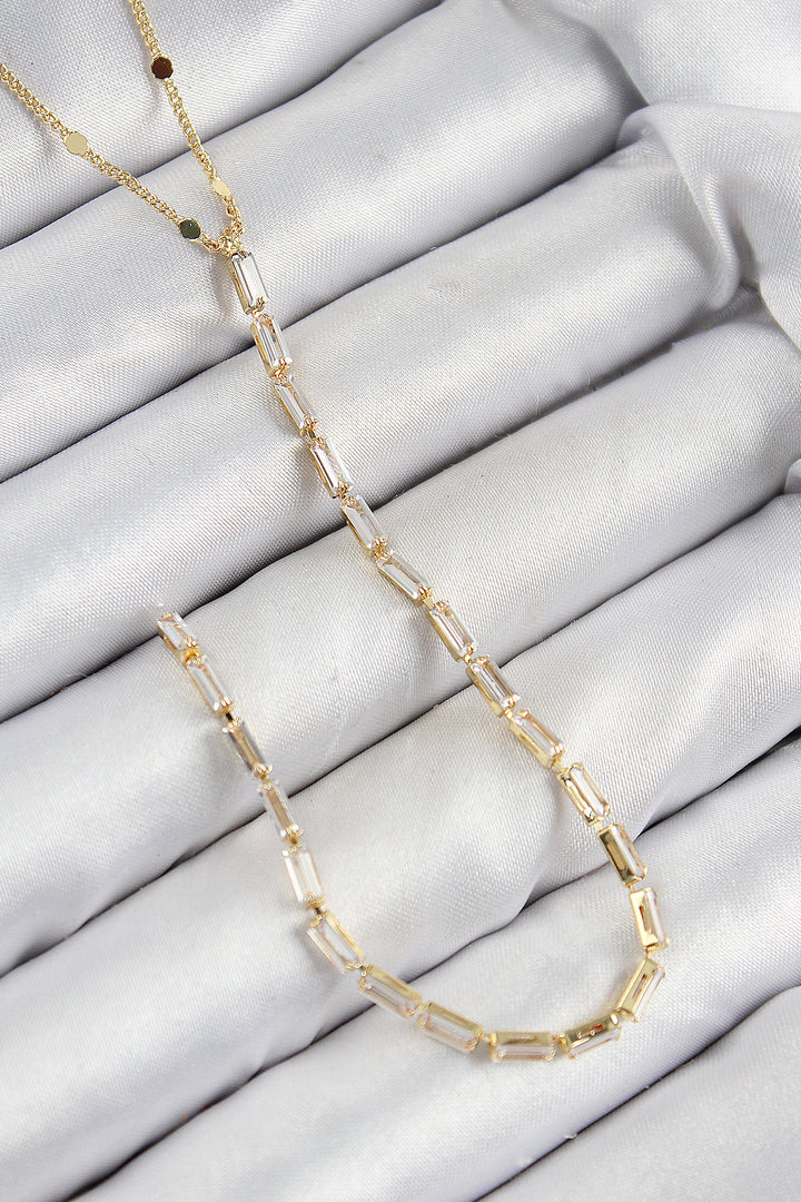 EBJ Rice Zircon Stone Model Gold Color Y Necklace - Cheltenham
