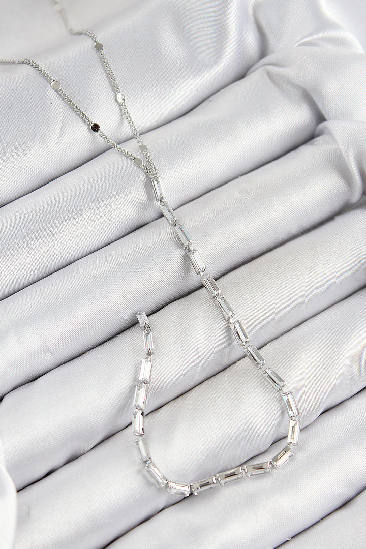 EBJ Rice Zircon Stone Model Silver Color Y Necklace - Sierra Vista