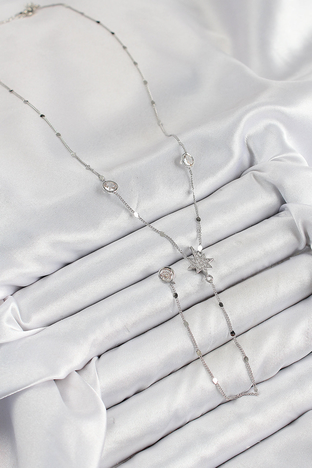 EBJ Rice Zircon Stone Polaris Model Silver Color Y Necklace - Enschede