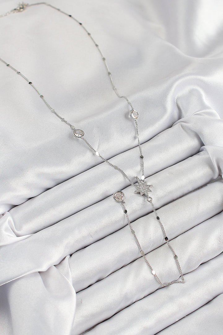 EBJ Rice Zircon Stone Polaris Model Silver Color Y Necklace - Enschede
