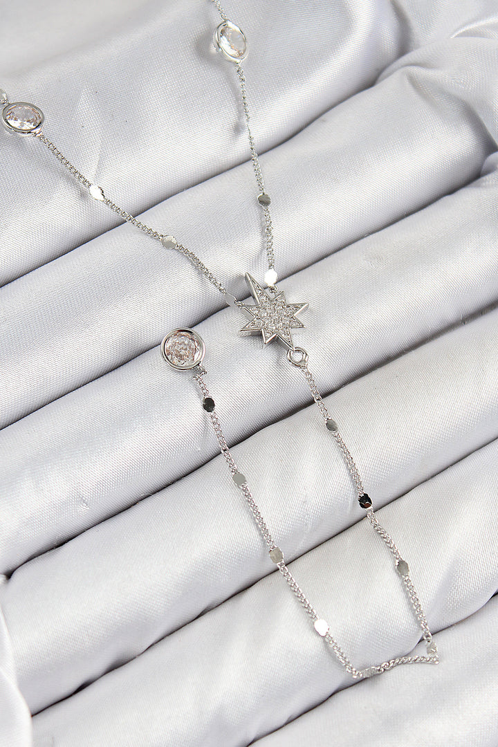 EBJ Rice Zircon Stone Polaris Model Silver Color Y Necklace - Enschede