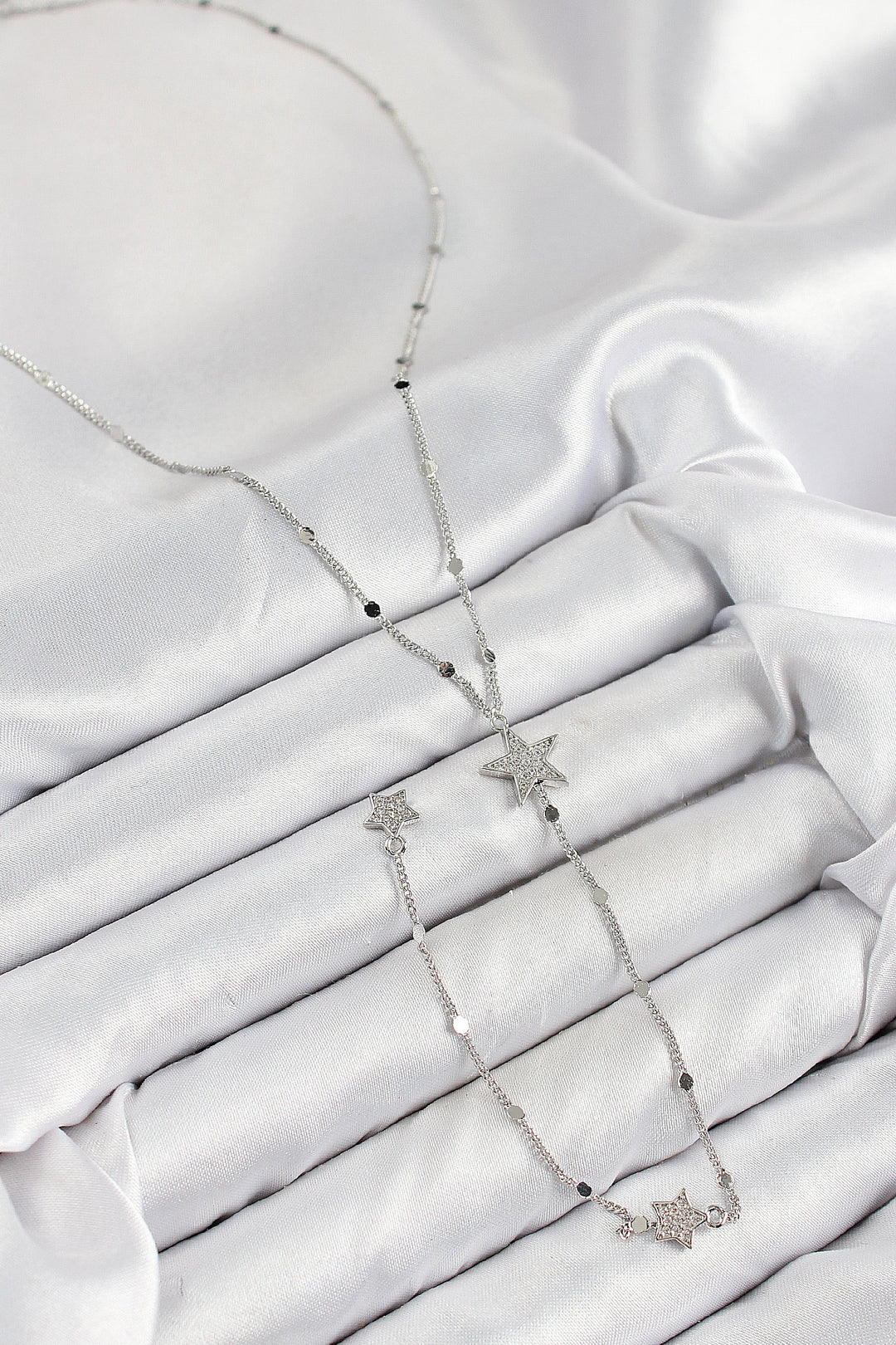 EBJ Rice Zircon Stone Star Model Silver Color Y Necklace - Brighton