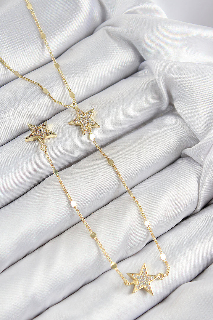 EBJ Rice Zircon Stone Star Model Gold Color Y Necklace - Tyler