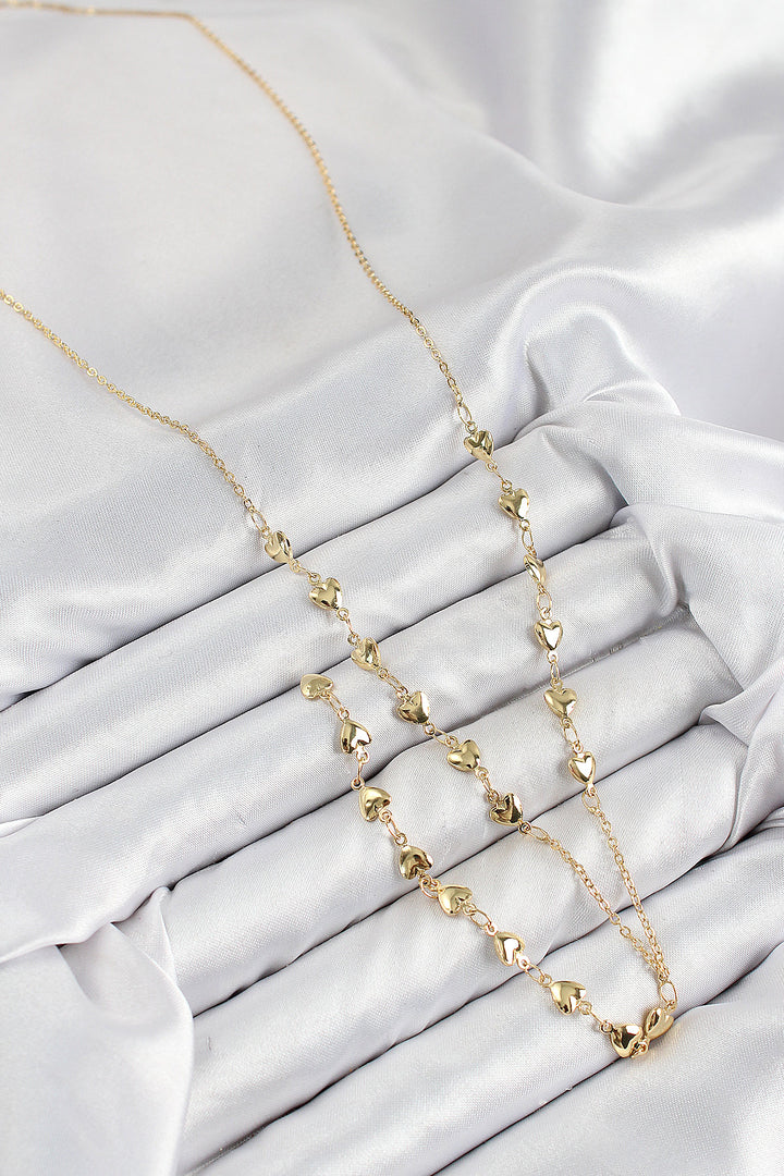 EBJ Rice Zircon Stone Heart Model Gold Color Y Necklace - Huamantla