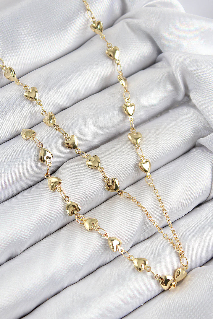EBJ Rice Zircon Stone Heart Model Gold Color Y Necklace - Huamantla