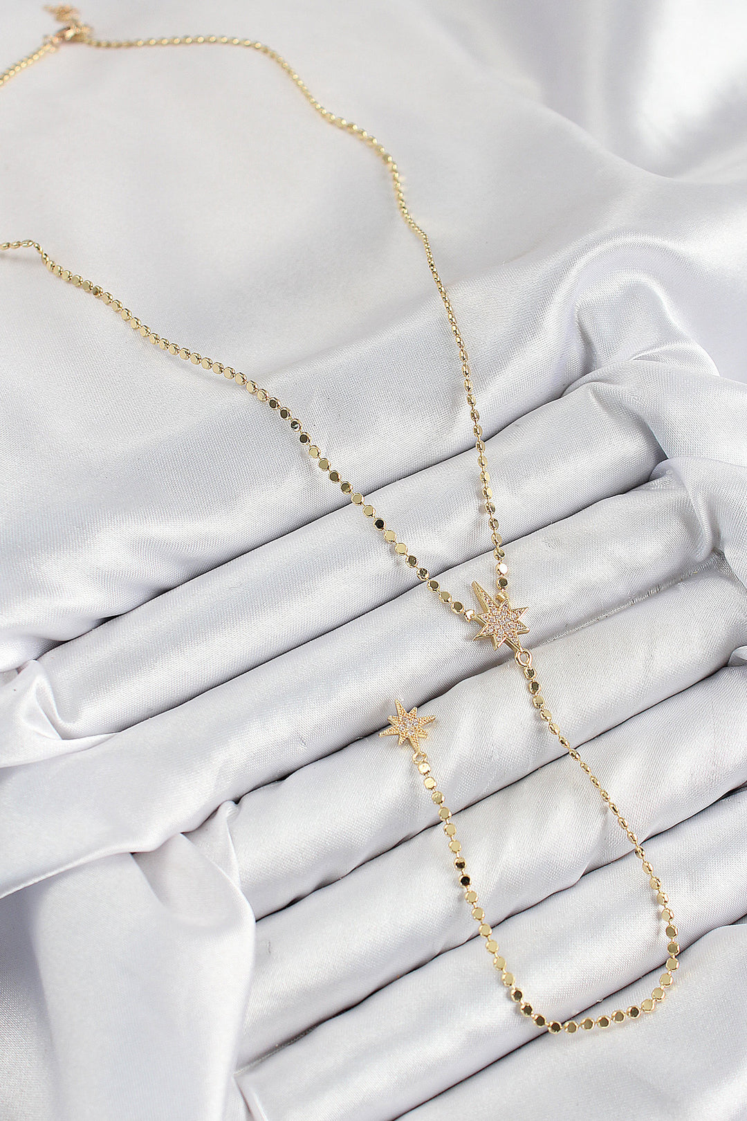 EBJ Rice Zircon Stone Crushed Chain Pole Star Model Gold Color Y Necklace - Suceava