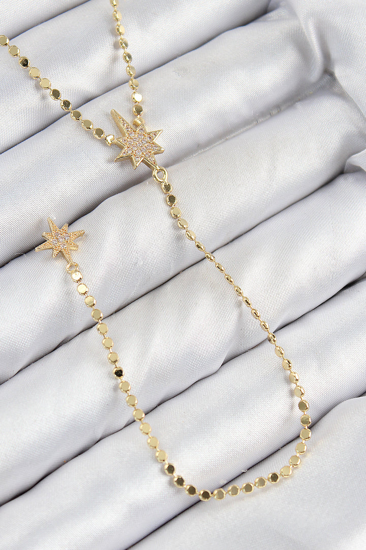 EBJ Rice Zircon Stone Crushed Chain Pole Star Model Gold Color Y Necklace - Suceava