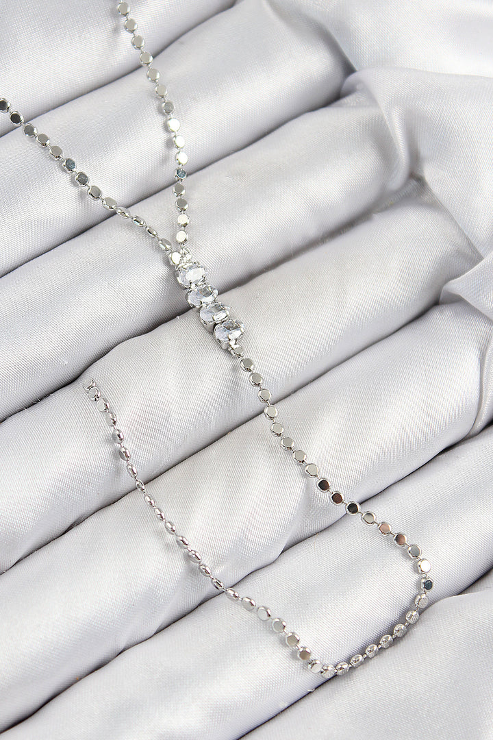 EBJ Rice Zircon Stone Crushed Chain Model Silver Color Y Necklace - Fuenlabrada