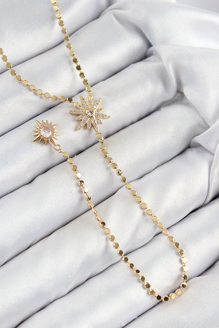 EBJ Rice Zircon Stone Crushed Chain Pole Star Model Gold Color Y Necklace - Shawnee
