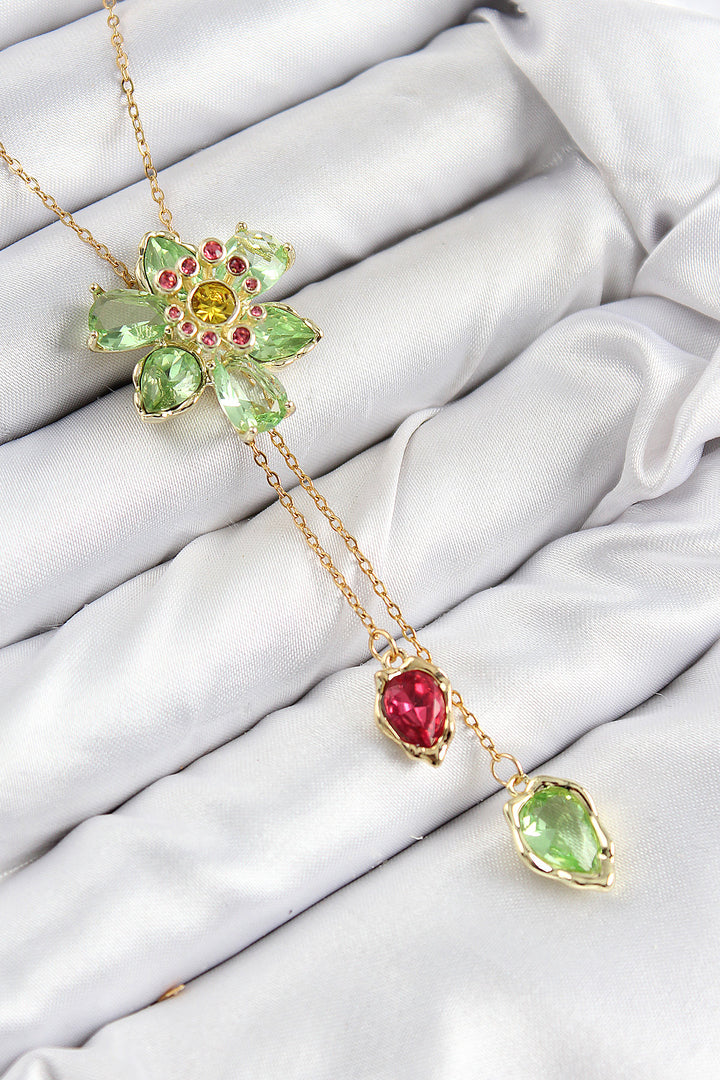 EBJ VIP Gold Color Elevator Women's Necklace with Rice Zircon Stone Flower Model - Colomiers