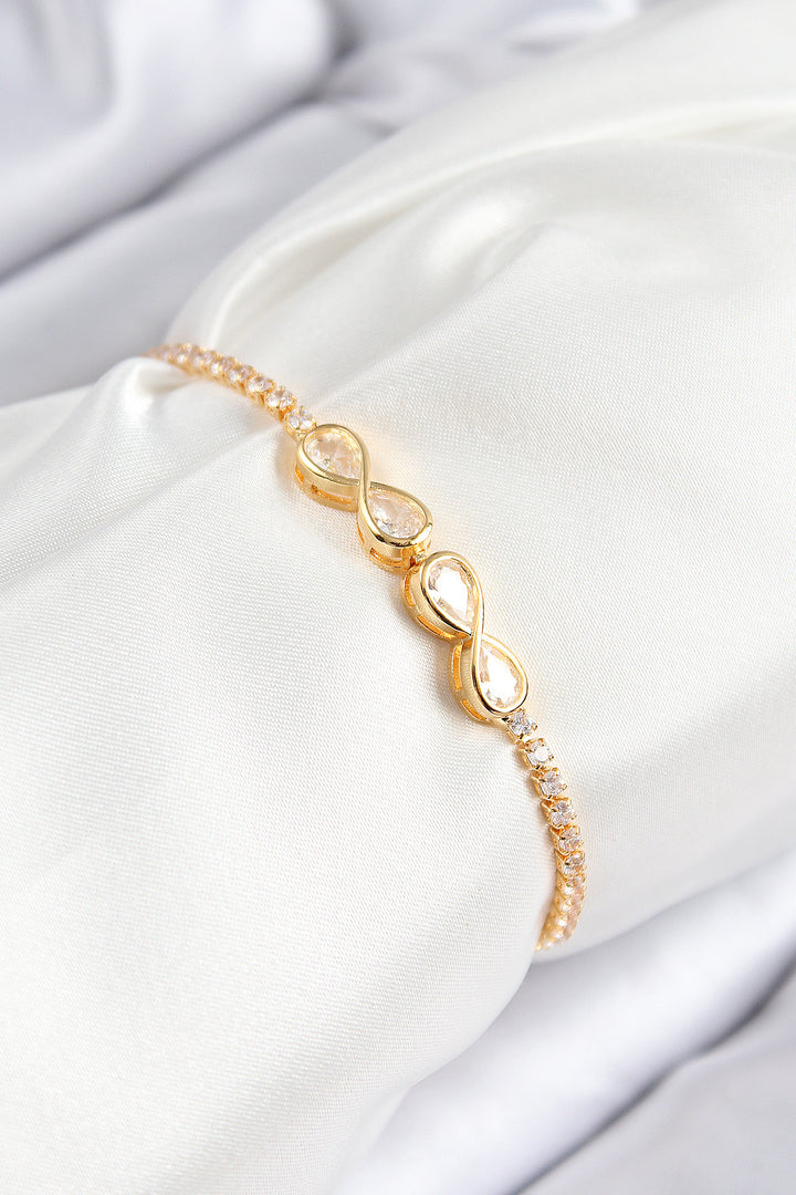 EBJ Rice Zircon Stone Infinity Model Gold Color Elevator Women's Bracelet - Jackson