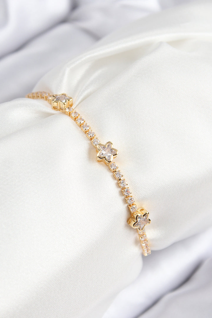EBJ Rice Zircon Stone Star Model Gold Color Elevator Women's Bracelet - University Place