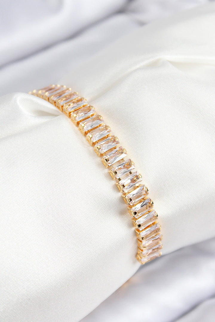 EBJ Rice Zircon Stone Waterway Model Gold Color Elevator Women's Bracelet - Owings Mills
