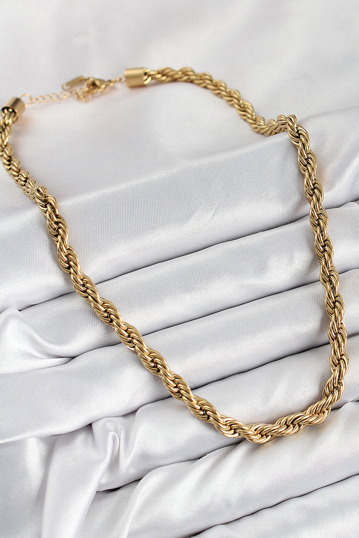 EBJ 316L Stainless Steel Spiral Design Gold Color Women's Necklace - Ternopil