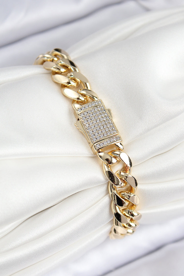 EBJ VIP Gold Color Women's Bracelet with Rice Zircon Stone Cuba Model - Jurupa Valley