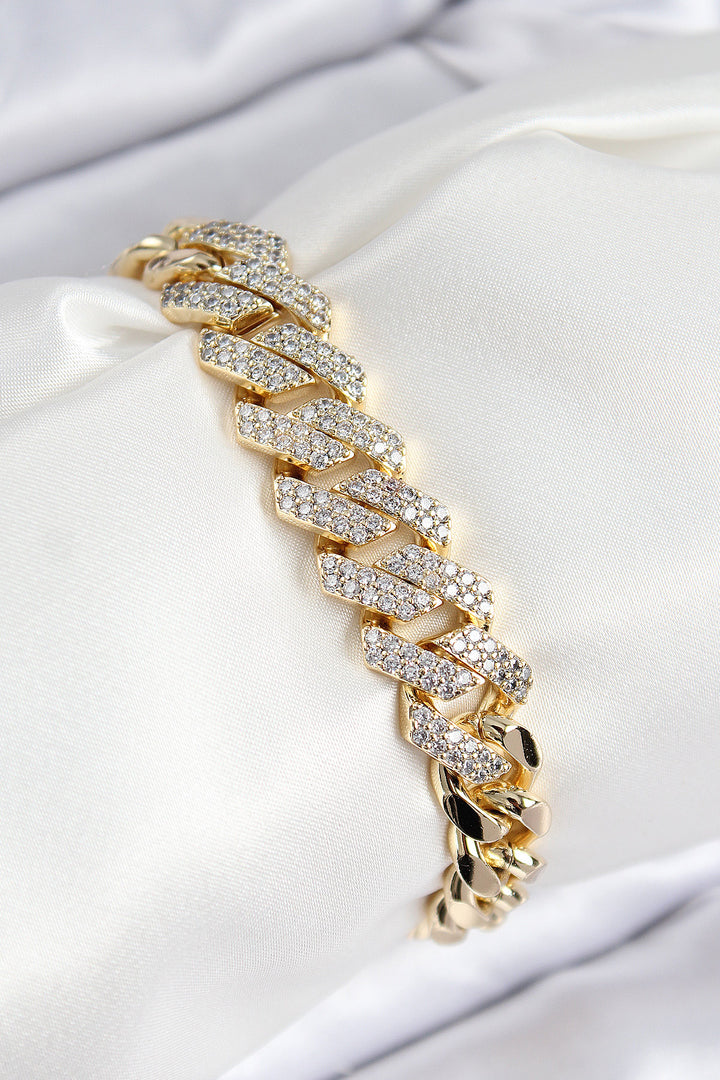 EBJ VIP Gold Color Women's Bracelet with Rice Zircon Stone Cuba Model - Jurupa Valley