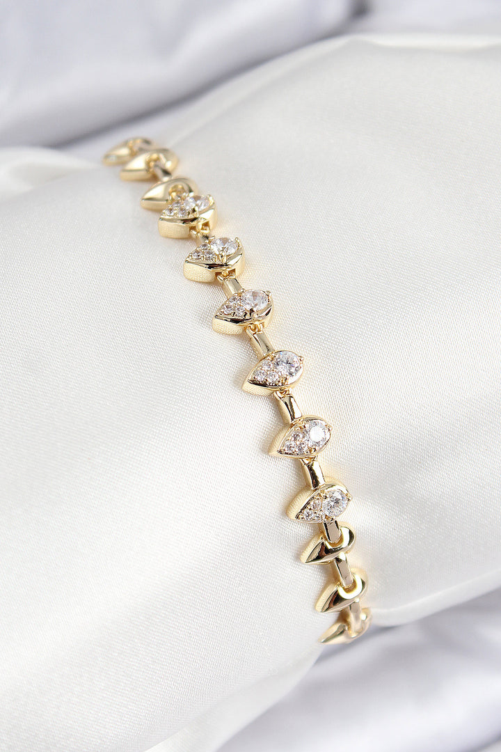 EBJ VIP Rice Zircon Stone Drop Fence Model Gold Color Women's Bracelet - Port Arthur