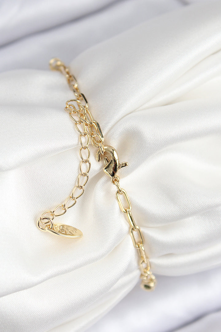 EBJ Rice Zircon Stone Oyster Model Gold Color Women's Bracelet - Lehrte