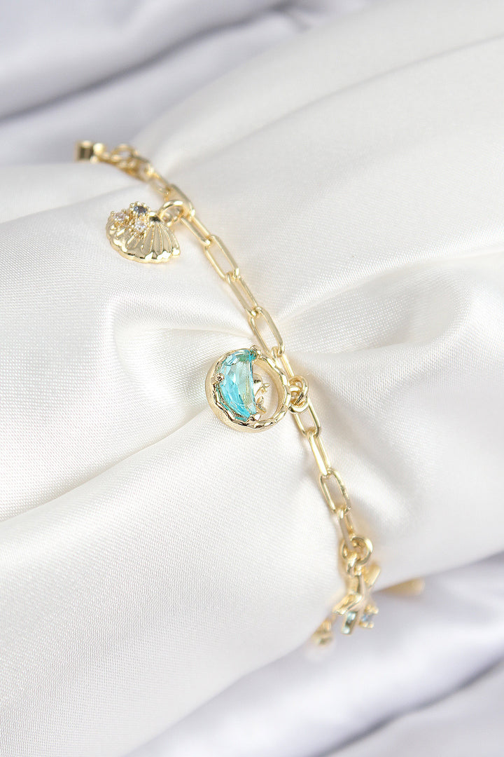 EBJ Rice Zircon Stone Oyster Model Gold Color Women's Bracelet - Lehrte