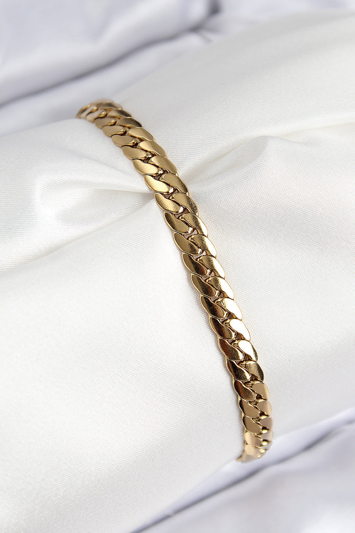 EBJ 316L Steel Hammered Chain Model Gold Color Women's Bracelet - Tamiami