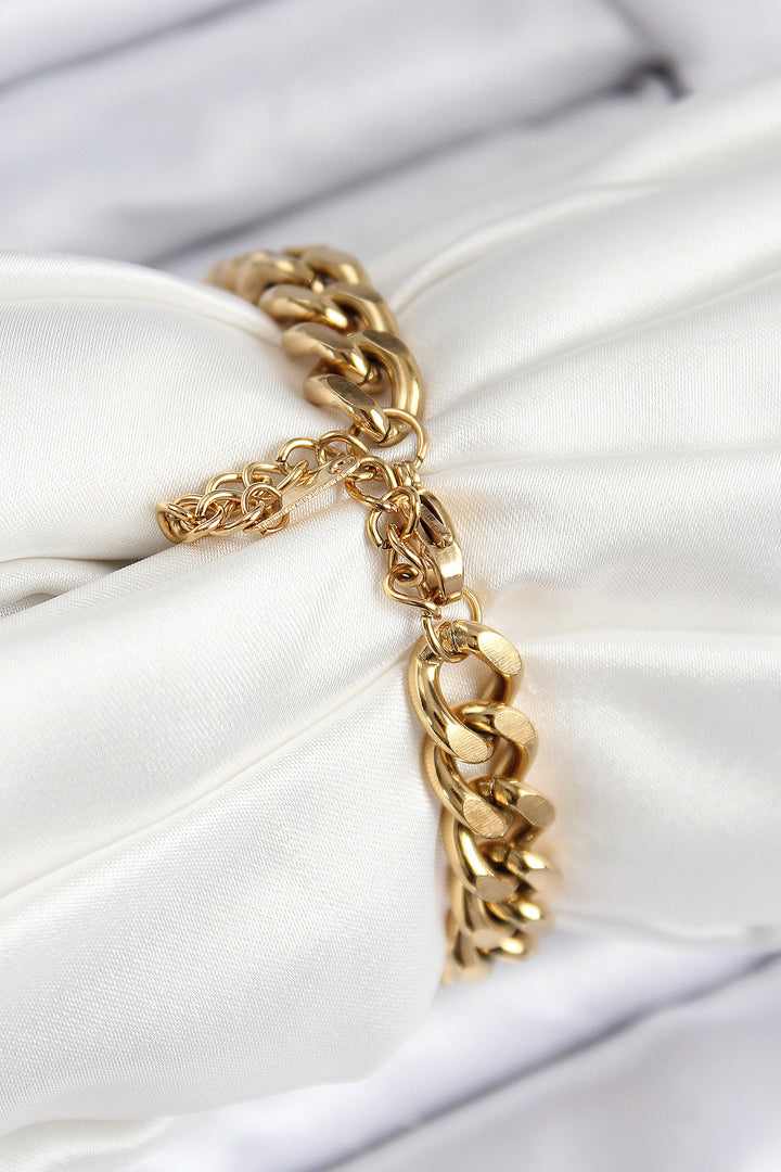 EBJ 316L Stainless Steel Classic Thick Chain Model Gold Color Women's Bracelet - Chilapa de Álvarez