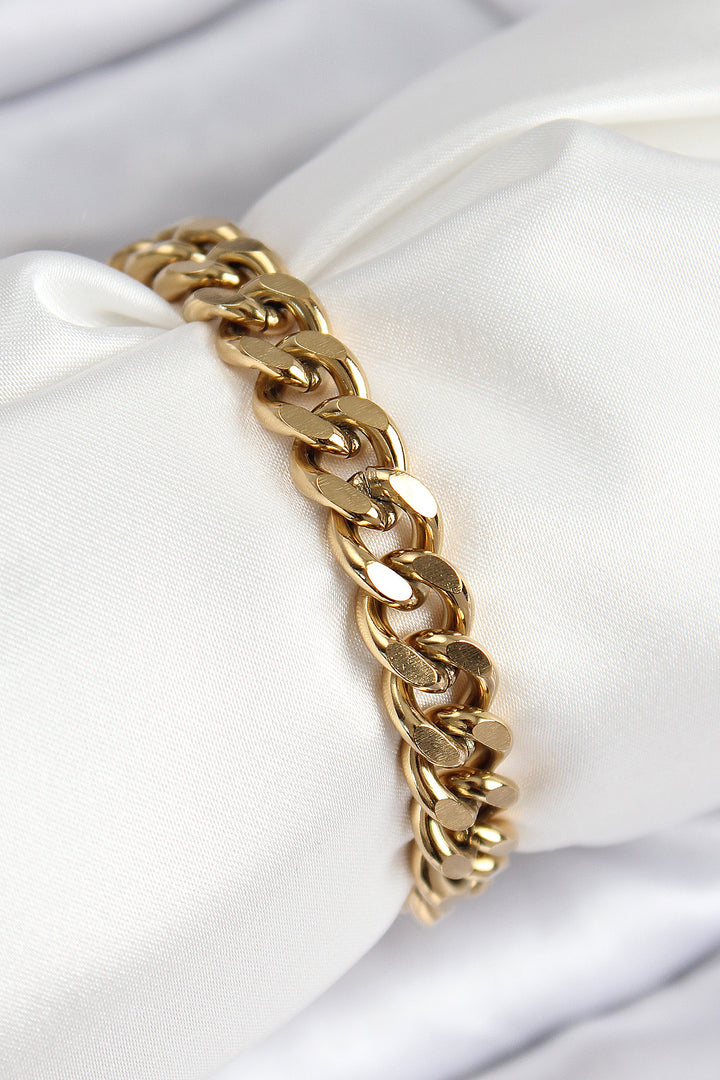 EBJ 316L Stainless Steel Classic Thick Chain Model Gold Color Women's Bracelet - Chilapa de Álvarez