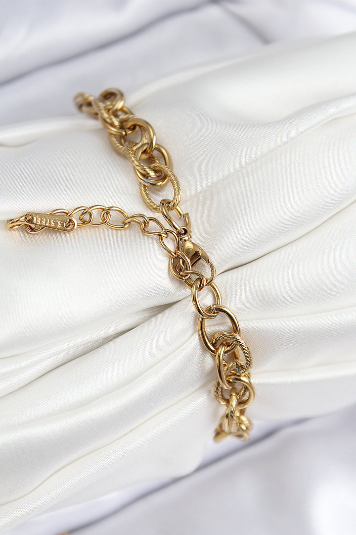 EBJ 316L Stainless Steel Classic Twisted Rope Chain Model Gold Color Women's Bracelet - Potomac