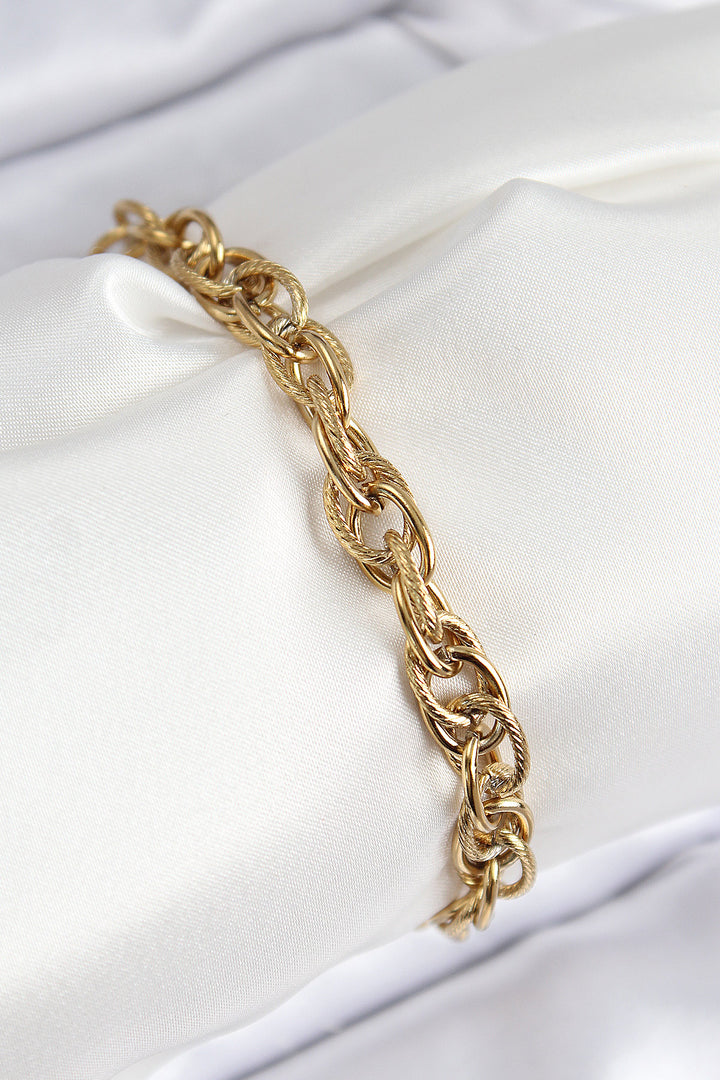 EBJ 316L Stainless Steel Classic Twisted Rope Chain Model Gold Color Women's Bracelet - Potomac